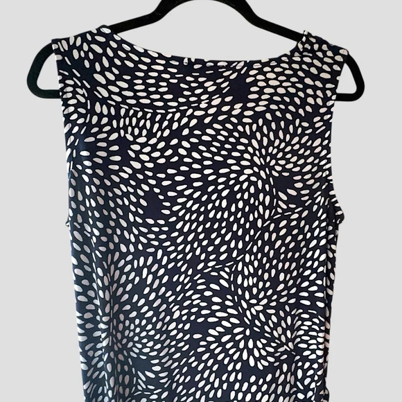 LOFT NWOT SLEEVELESS TIE WAIST DRESS NAVY BLUE & WHITE | SIZE: MEDIUM - Picture 8 of 10